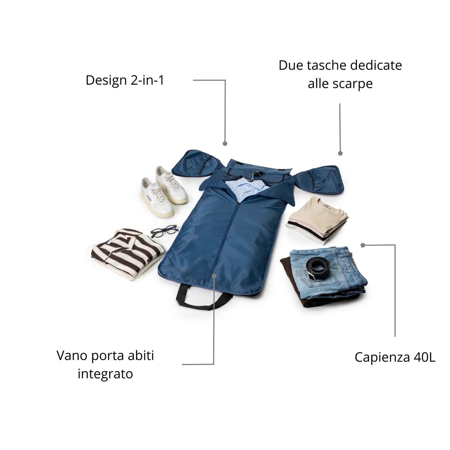 Borsone porta abiti 2-in-1