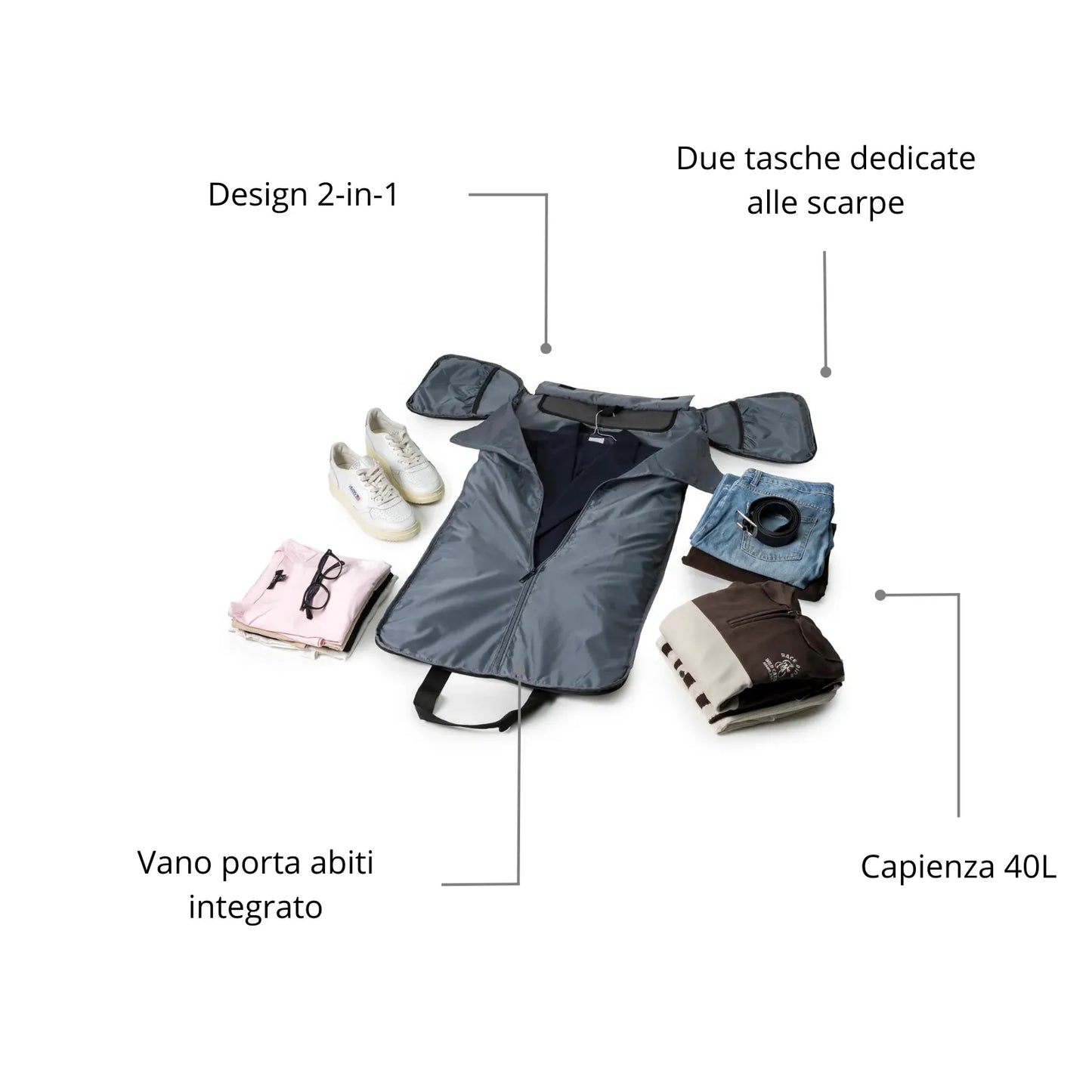 Borsone porta abiti 2-in-1